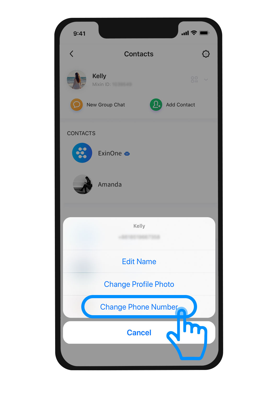 How to change Phone number? - Mixin Messenger